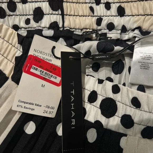 Tahari Black and Cream Polka Dot Midi Skirt - Picture 11 of 11